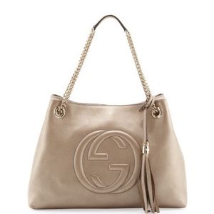 Gucci Soho Metallic Leather Tote Bag